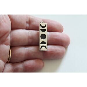 Sterling Silver Moon Phase Pendant With Black Wood